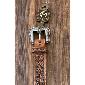 Roper Mens Belt Hand Tooled Floral Tan Size 34 8596500